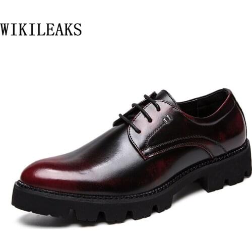 Black Oxford Party Shoes for Men 2021 Casual Business Shoes Men Pointed Toe Formal Men Dress Shoes Leather Platforms Chaussure