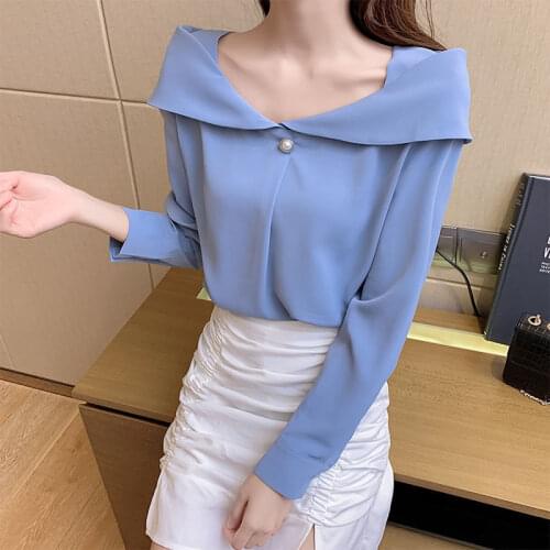 Women Blouse Chiffon Shirt Womens Long Sleeve Square Collar Blusas Ropa De Mujer