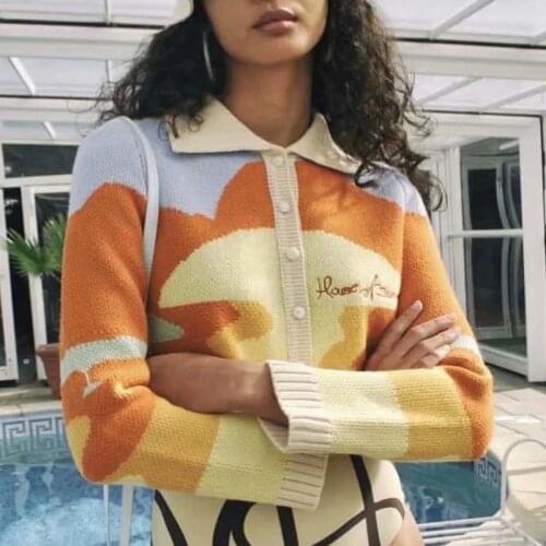 2021 Autumn Button up Cardigan Women Long Sleeve Cropped Cardigan Female Knitted Sweaters Knitwear Ladies Cardigans