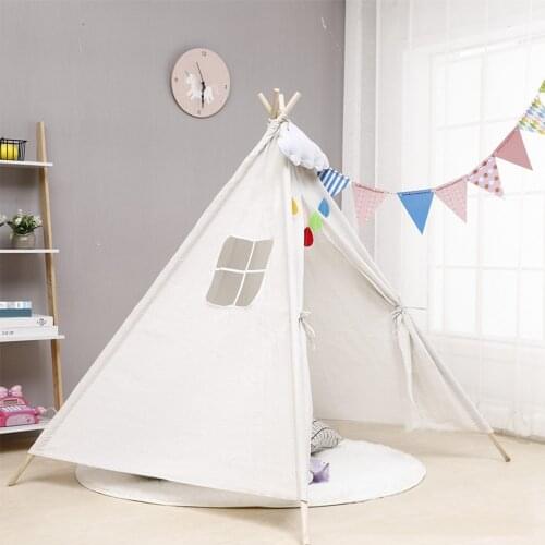 1.35m Large Unbleached Canvas House Tipi Tent Portable Kids Tent Indian Play Tents Childrens Tents Little House Room Decoration