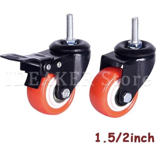 4Pcs 40mm Diameter M8 Thread Furniture Caster Wheels Roller 360 Swivel Trolley Cart Wheels