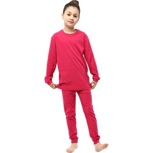 2PCS Cotton Casual Toddler Kids Baby Girls Boys Sleepwear Sets Long Sleeve Solid O-neck Tops+Pants Outfits Pajama Set