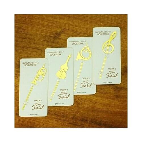 4PCS/LOT Creative musical instrument designs Metal Bookmark / Book marks music instrument 4 style