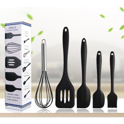 5PCS Silicone Cooking Utensils Set Heat Resistant Non-stick Spatula Tools Baking Kitchen Tool Accessories Dinnerware Sets