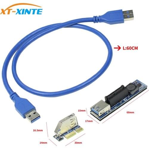 PCI-E 1X to X1 Extender Adapter USB 3.0 Cable SATA Power PCI Express Extender for PC Motherboard PCIE X1 Slot Riser Add On Card