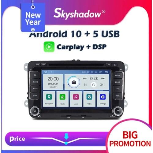 Carplay DSP PX6 Car DVD Player Android 10 4G+64G RDS Radio Bluetooth GPS Map Wifi For VW POLO GOLF PASSAT B5 B6 Tiguan 2004-2012