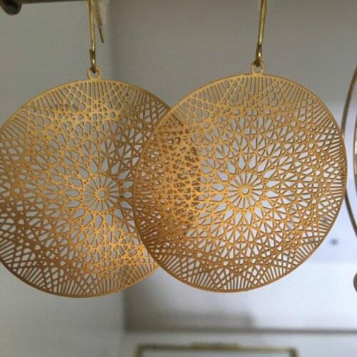 Large Disc Earrings, Raw Brass Earrings, Boho Earrings, Brass Disc Earrings, Boho Chic, Mandala Earrings, Statement Earrrings