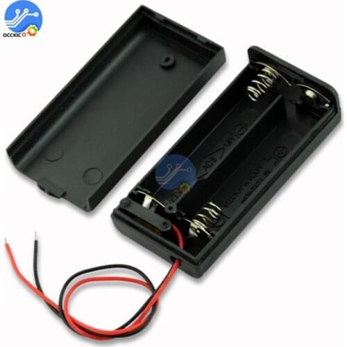 Black 2 AA Battery Holder Box Case With ON/OFF Button Switch New 2 AA 2A Plastic Battery Storage Case With Lead Wire
