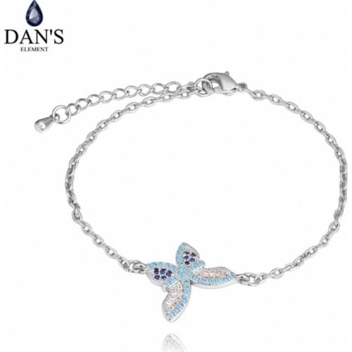 DANS ELEMENT AAA Zirconia Micro Inlays Fashion Butterfly Bracelets & bangles for women Charm Horse 130547