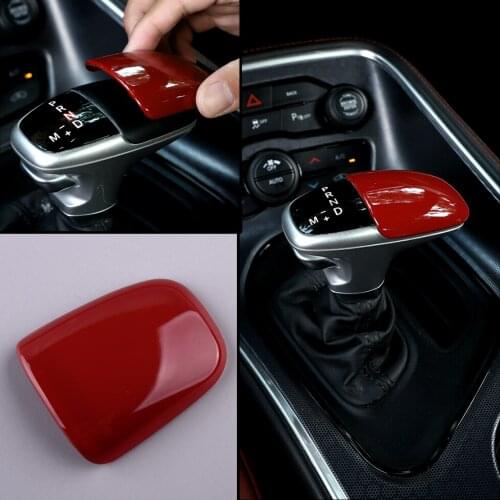 Red Car Gear Shift Knob Decor Cover Bezel fit for Dodge Challenger Charger 2015 2016 2017 2018 2019
