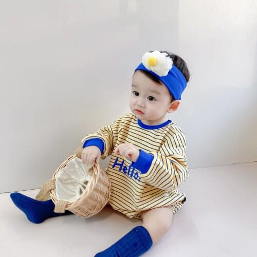 0-2 Yrs Newborn Baby Romper Boys Girls Baby Clothes Striped Letter Baby Rompers Autumn Infant Baby Boys Jumpsuit