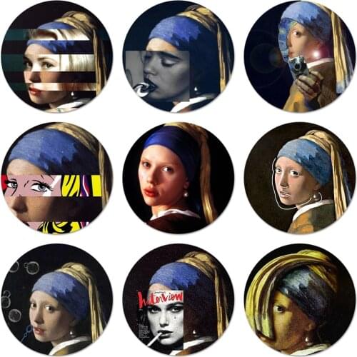 Girl With A Pearl Earring Vermeer Icons Pins Badge Decoration Brooches Metal Badges For Backpack Decoration