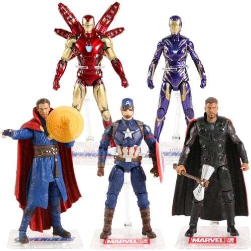 Original Marvel Avengers Iron Man MK85 Doctor Strange Thor Captain America Virginia Pepper Potts PVC Action Figure Toy 18cm