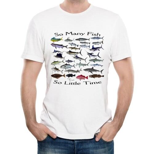 Funny So Many Fishes T-Shirt Mens Ocean Fish Fisherman T Shirts Summer Casual Short Sleeve Tops Tee Shirts lc2923