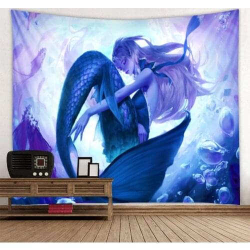 Mermaid tapestry background cloth polyester fiber fabric home decoration hanging cloth