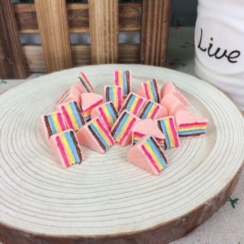 Kawaii Flatback DIY Fake Sweets Pink Cake Resin Cabochons Flat Back Scrapbooking Accessories Charm Crafts Making:13*15mm