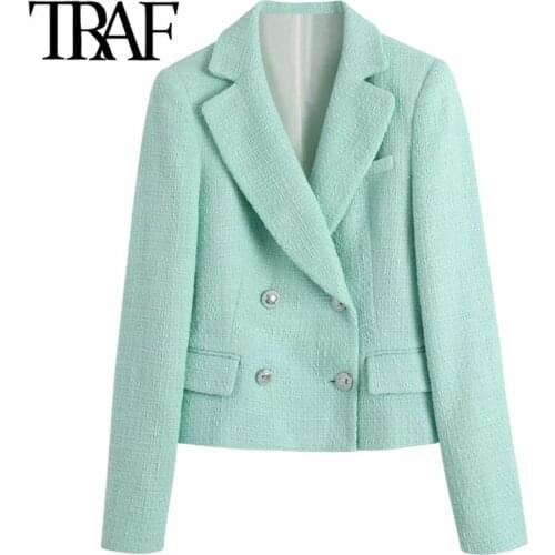 ZHENBAILI Za Women 2 Piece Set Suit Double Breasted Blazer Short Top High Waisted Shorts Chic Office Lady Suits Outwear Sets