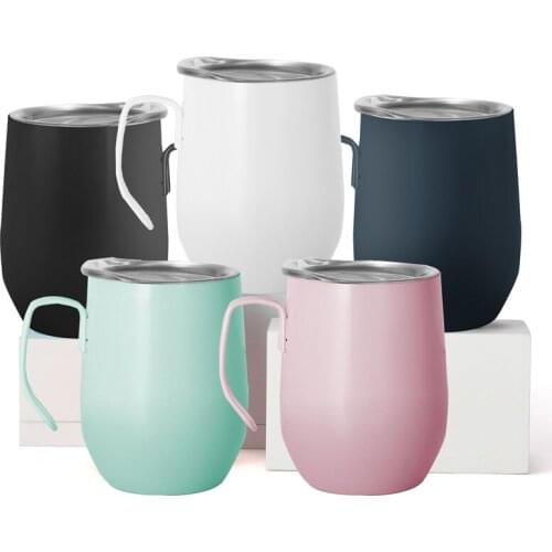 Colorful 12oz Egg Shapped Mug Swig Wine Cups Bar Stainless Steel Tumbler Insulated Thermos Container Outdoor Travel Camping Mugs