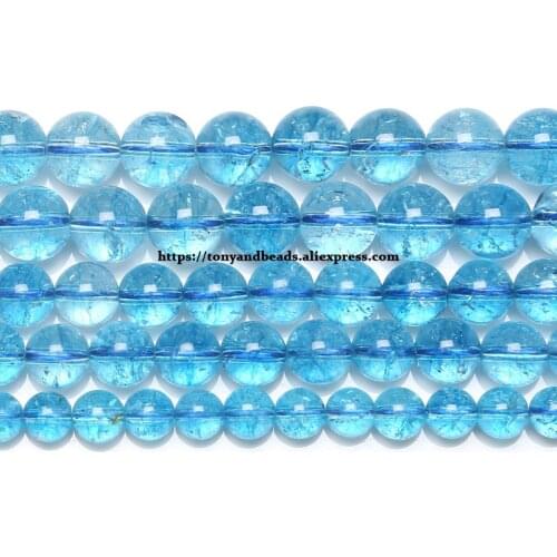 Dyed Lake Blue Color Natural Crystal Quartz Round Loose Beads 15" Strand 6 8 10 12MM Pick Size For Jewelry