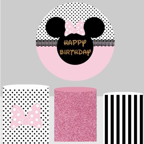 Circle backdrop round photography background wedding flower bridal shower black golden line candy table banner party decoration