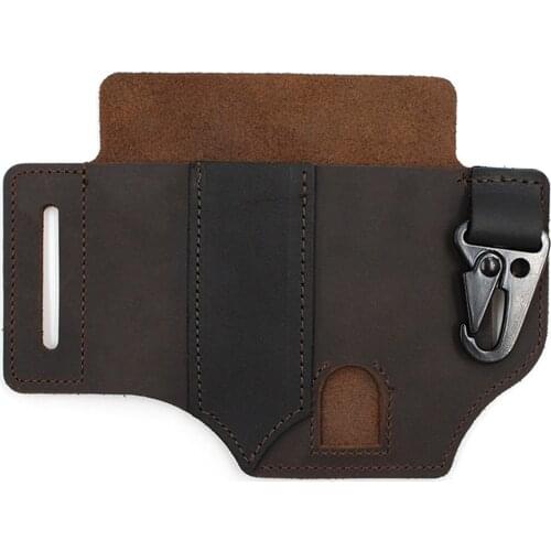 Mens Waist Packs EDC Tools Pocket Knives Sheath Retro Sheath for Belt With Flashlight Holster Keychain Handy Durable-Black -WT