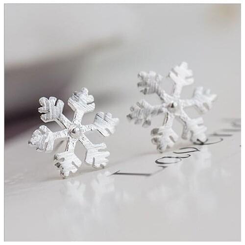 2021 New Trendy Snowflakes 925 Sterling Silver Earrings for Women Party Gift Jewelry Wholesale Christmas E6612