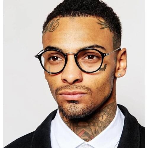 Male Classic Brand Designer Round Rays Transparent Glasses Vintage Optical Myopia Reading Eyeglasses Frame Women Fake Glasses