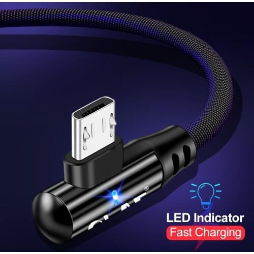 Olaf Micro USB Cable 2.4A Fast Charger USB Cord 90 degree elbow Cotton Data Cable for Samsung/Sony/Xiaomi Android Phone cables
