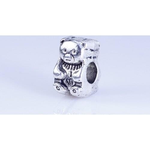 Wholesale 20pcs silver plated bear beads Big Hole Beads Fit style European Bracelet hole 4.5mm