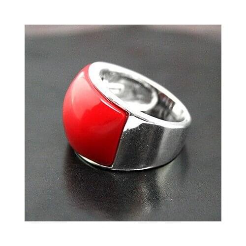 Wholesale good 12*16mm RARE RED CORAL 925 STERLING SILVER JEWELRY RING SIZE 7/8/9/10 silver-jewelry