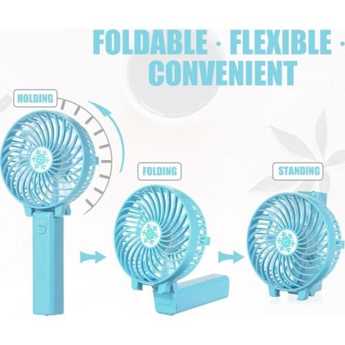 USB 18650 Battery Rechargeable Fan Ventilation Foldable Air Conditioning Fan Foldable Cooler Mini Operated Hand Held Cooling Fan