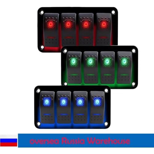 LED 4 Gang Car Switch Panel Breaker Boat Rocker Control Switches For Marine Truck Boat RV Caravan Accessories