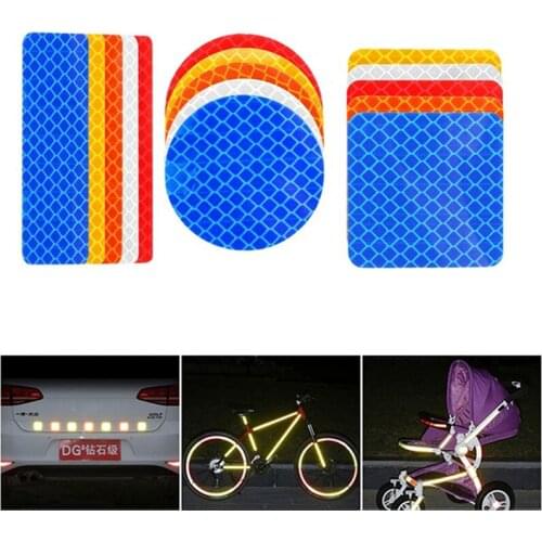 4pcs Auto Exterior Universal Safety Warning Mark Reflective Tape Motorcycle Bike Super crystal lattice reflective Car Stickers