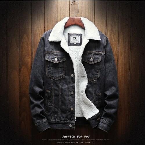 Streetwear Men Jacket And Coat Warm Fleece Denim Jacket Winter Fashion Mens Jean Jacket Outwear Male Plus Size 6XL