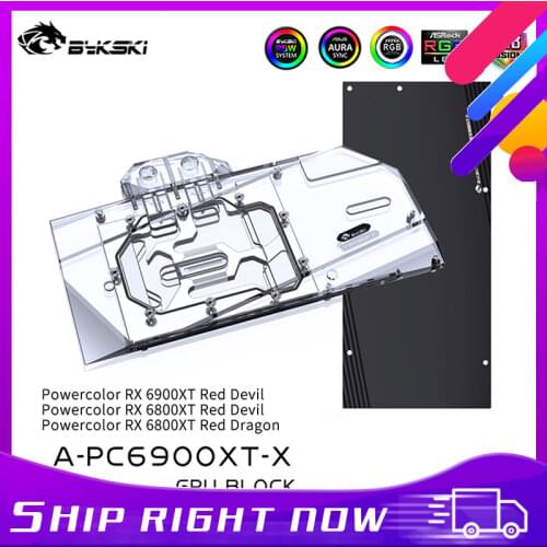 Bykski RX 6900XT GPU Water Block For Powercolor RX 6900XT 6800XT Red Devil / Red Dragon , Graphic Card Cooler A-PC6900XT-X