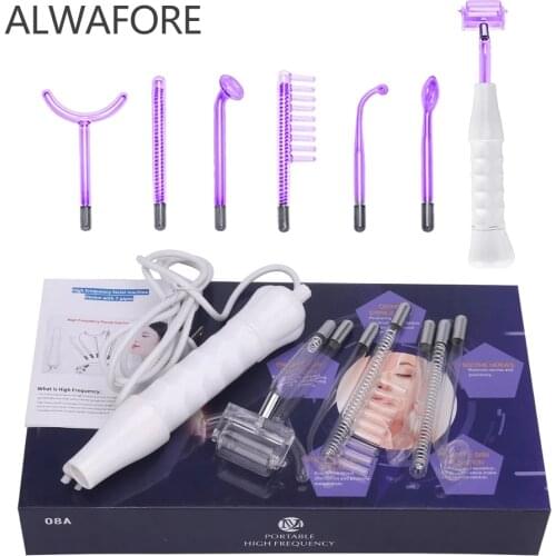 Alwafore High Frequency Machine Violet Purple Light Acne Spot Remover Face Massager wand Facial Skin Care Device
