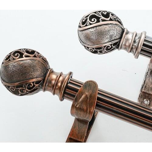 Iron Roman Rod Pale Pink Bronze Iron Vintage European Pattern Alloy Single Rod Double Rod Decorative Curtain Rod
