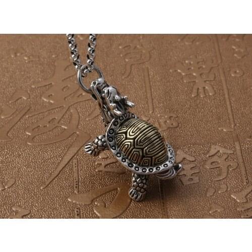 925 sterling Silver tortoise lucky mens women pendant charm Jewelry A5063