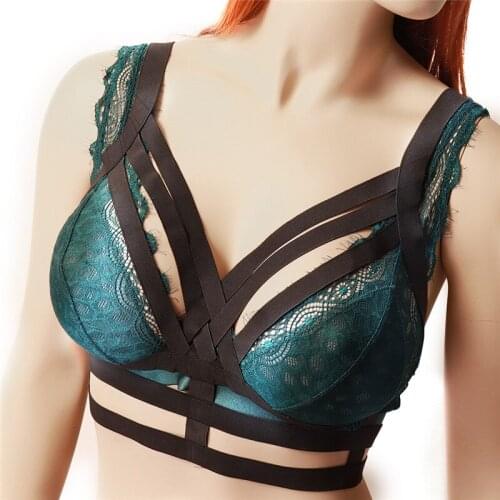 Women Gothic Body Harness Sexy Polyester See Through Cage Bralette 90s Fetish Wear Body Cage Lingerie Crop Tops Cupless Bra