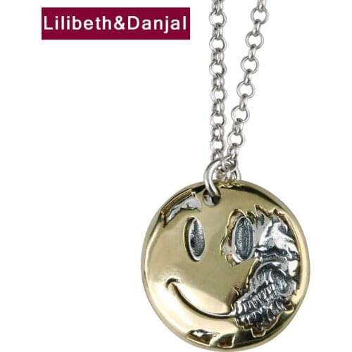 Skull Smiley Pure 925 Sterling Silver Retro Free Leather Chain Necklace Pendant Jewelry For Women Men 2021 New Collier Femme P03