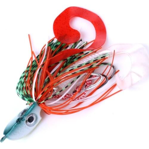 1pcs Spinner Bait Skirts Jig Head Hooks Fishing Lures 20g Squid Head Fishing Lure Rubber Skirt Saltwater Fishing Lures Jigs Tack