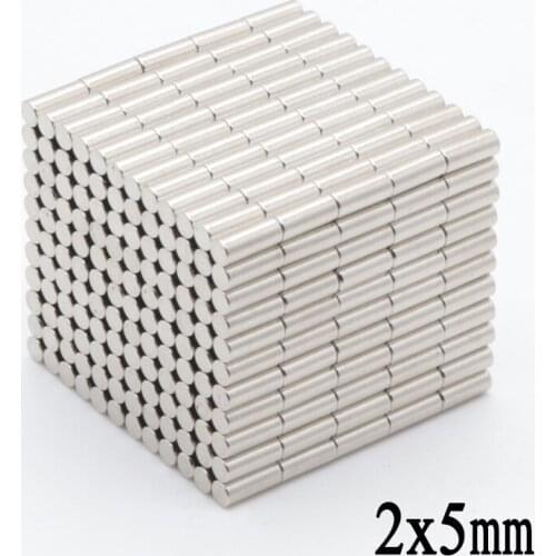 1000pcs 2x5 mm N35 NdFeB Mini Super Strong Powerful Neodymium Magnet Round Rare Earth Permanent Magnets 2*5mm