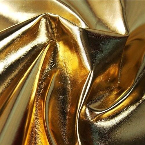 145cm*100cm Yellow gold metal foil PU synthetic leather fabric Soft packaging leather clothing leather makeup foreskin cloth