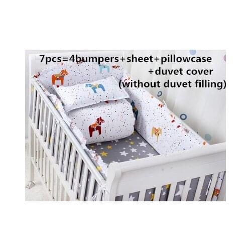 2017! 6/7PCS Cot Sheet Baby bedding set cama bebe Newborns Crib Protect Baby crib bedding set , Duvet Cover,120*60/120*70cm