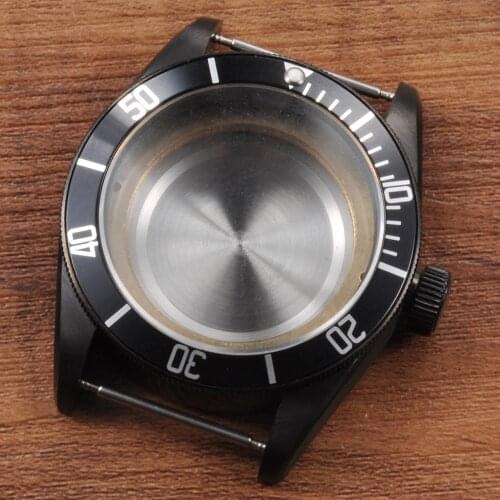 41mm Sapphire Glass Aluminum Pvd Black stainless steel Watch Case mans watch