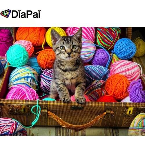 DIAPAI 100% Full Square/Round Drill 5D DIY Diamond Painting "Animal cat yarn" Diamond Embroidery Cross Stitch 3D Decor A19747