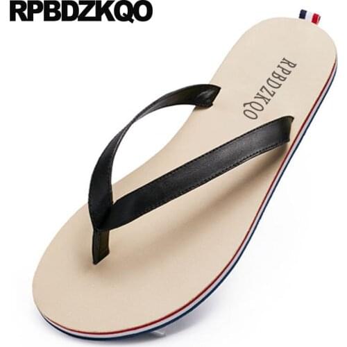 Black Slip On Slippers Flip Flop Open Toe Sandals Leather Native Summer Outdoor Slides Designer Shoes Men High Quality Fashion