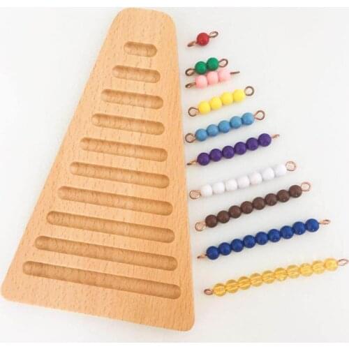 Montessori Wooden Materials Math ToysColorful Beads Stair Golden Beads Number 1-10 Counting Math Toys for Children Mathematics