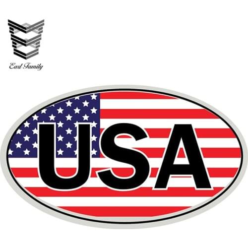 EARLFAMILY 13cm X 7.7cm USA Flag Oval Car Window Bumper Sticker Notebook Laptop Decal Car Styling Auto Motor Decor Graphics
