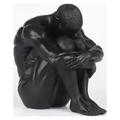 Ins Creative Nude Male Sculpture Decor Body Art Statue Sit with Your Legs Crossed Man Figurine Home Decoration Resin Crafts Gift